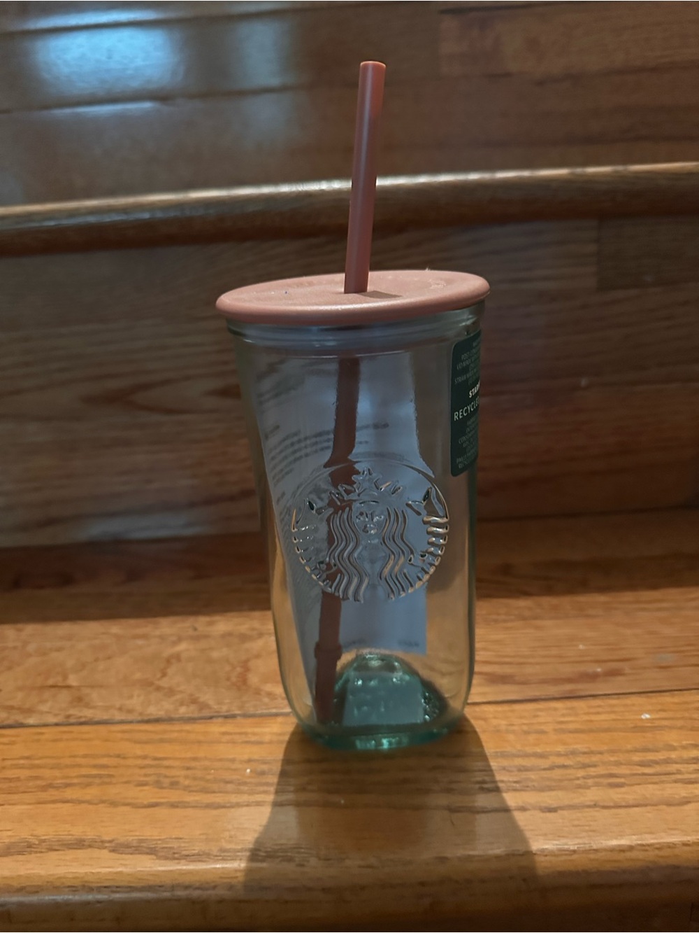 Starbucks Clear Tumbler with Pink Lid and Straw